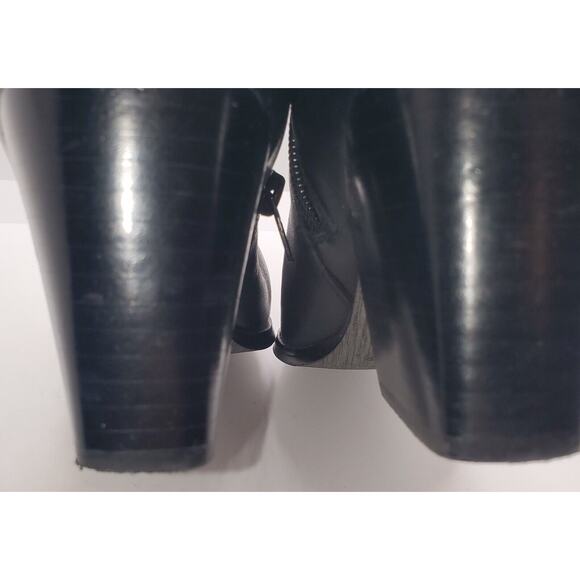 MARC FISHER Womens Black Leather Double Zip Buckle Harness Ankle Boots Size 7.5 - Picture 6 of 7
